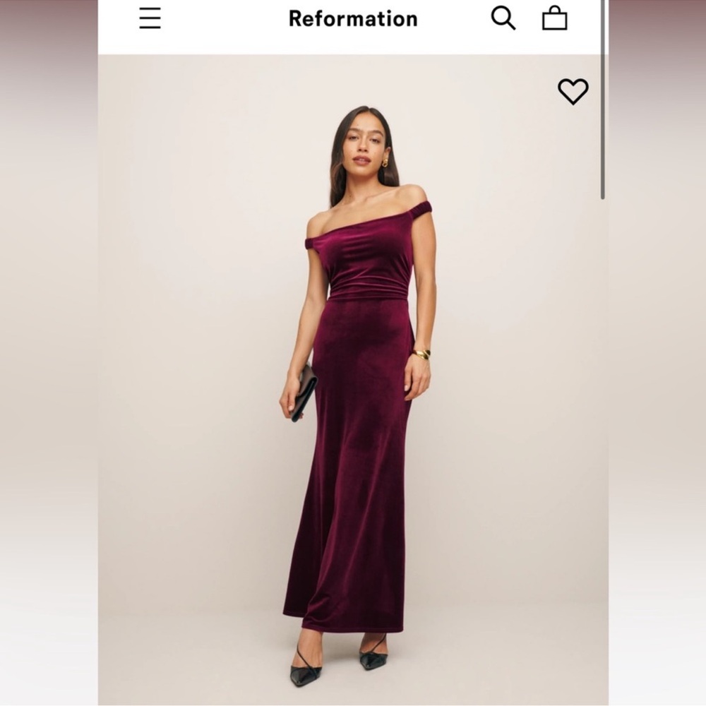 Reformation Red Mermaid Gown Off the Shoulder Sleeveless